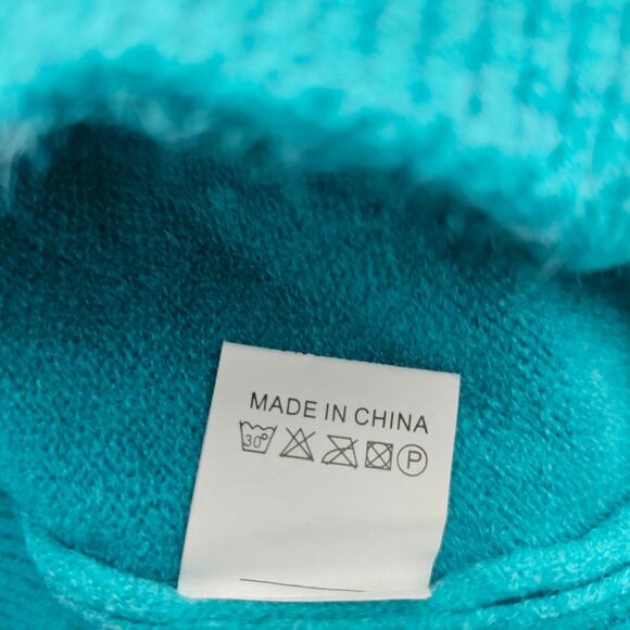 Women's 100% Cashmere Pullover Sweater Hoodie Teal Blue Size M NWOT - Picture 4 of 6